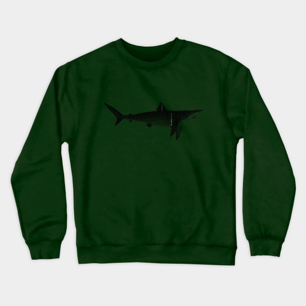 Minimalist Black and White Blacktip Shark Crewneck Sweatshirt by NorthOfLongIsland